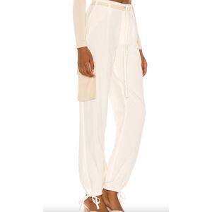 L'Academie White Cargo Pant MEDIUM Jogger Linen Revolve Baggy Designer $228 NEW